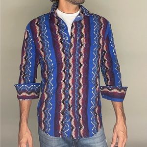 WRANGLER MEN'S CHECOTAH® LONG SLEEVE WESTERN SNAP PRINTED SHIRT